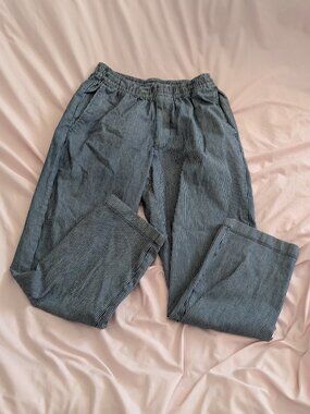 UNIQLO Blue Striped Relaxed Ankle Pants Size M